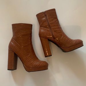 Rust croc ankle boots